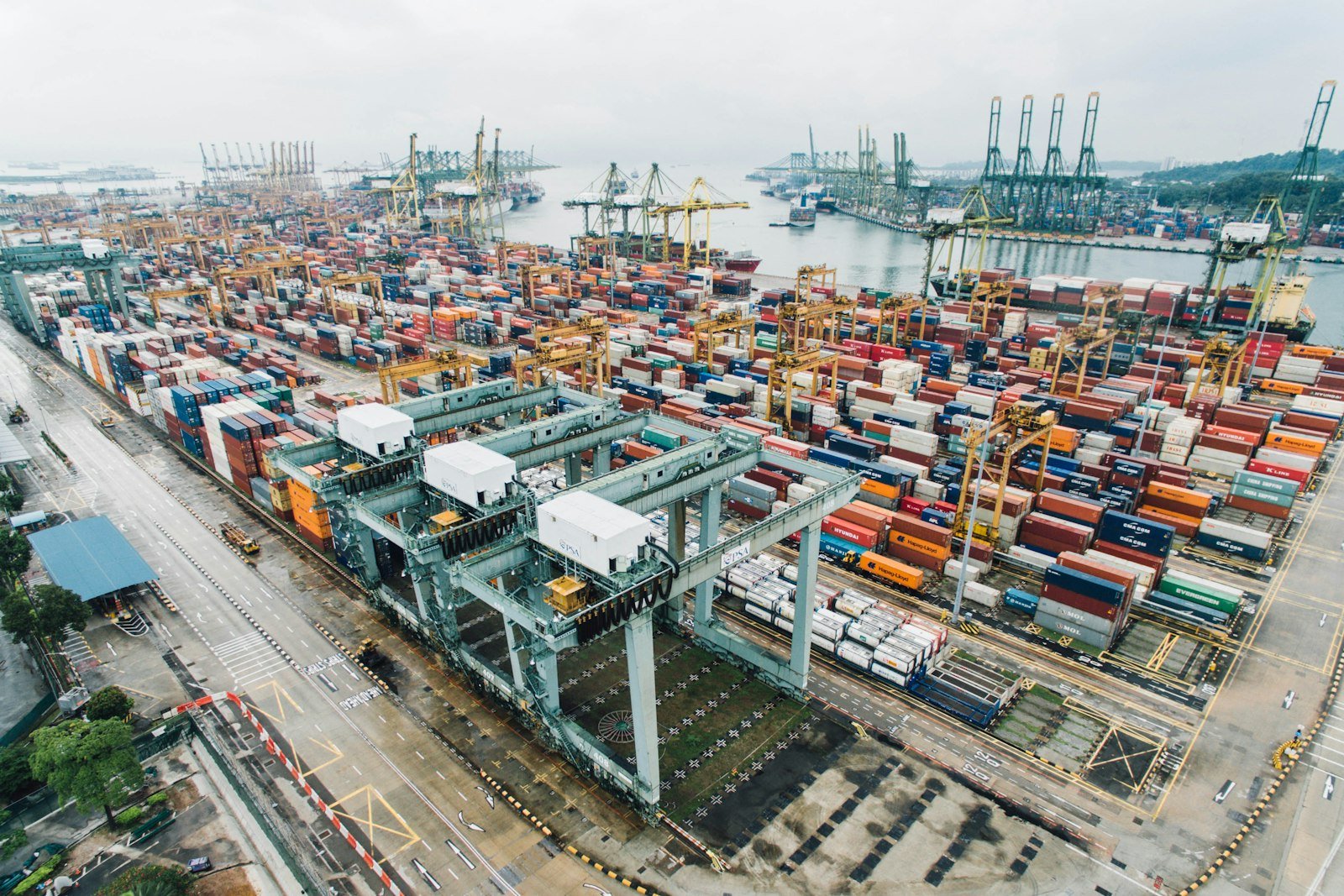 Shipping containers at Jeddah Islamic Port for international import and export